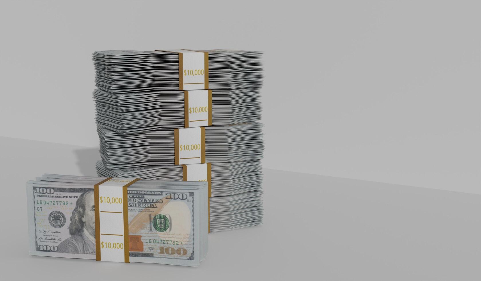 Money pile, banknotes, lots of money, 3D photo