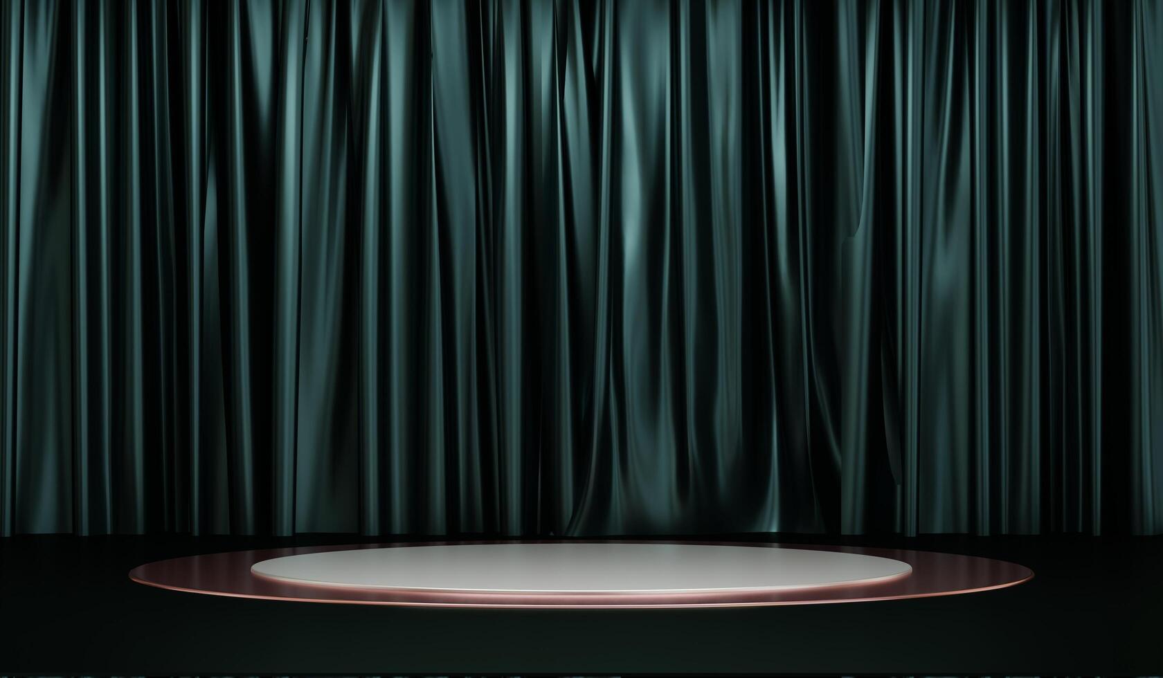 Shiny curtain background with circle stage, backdrop, showroom, 3D photo