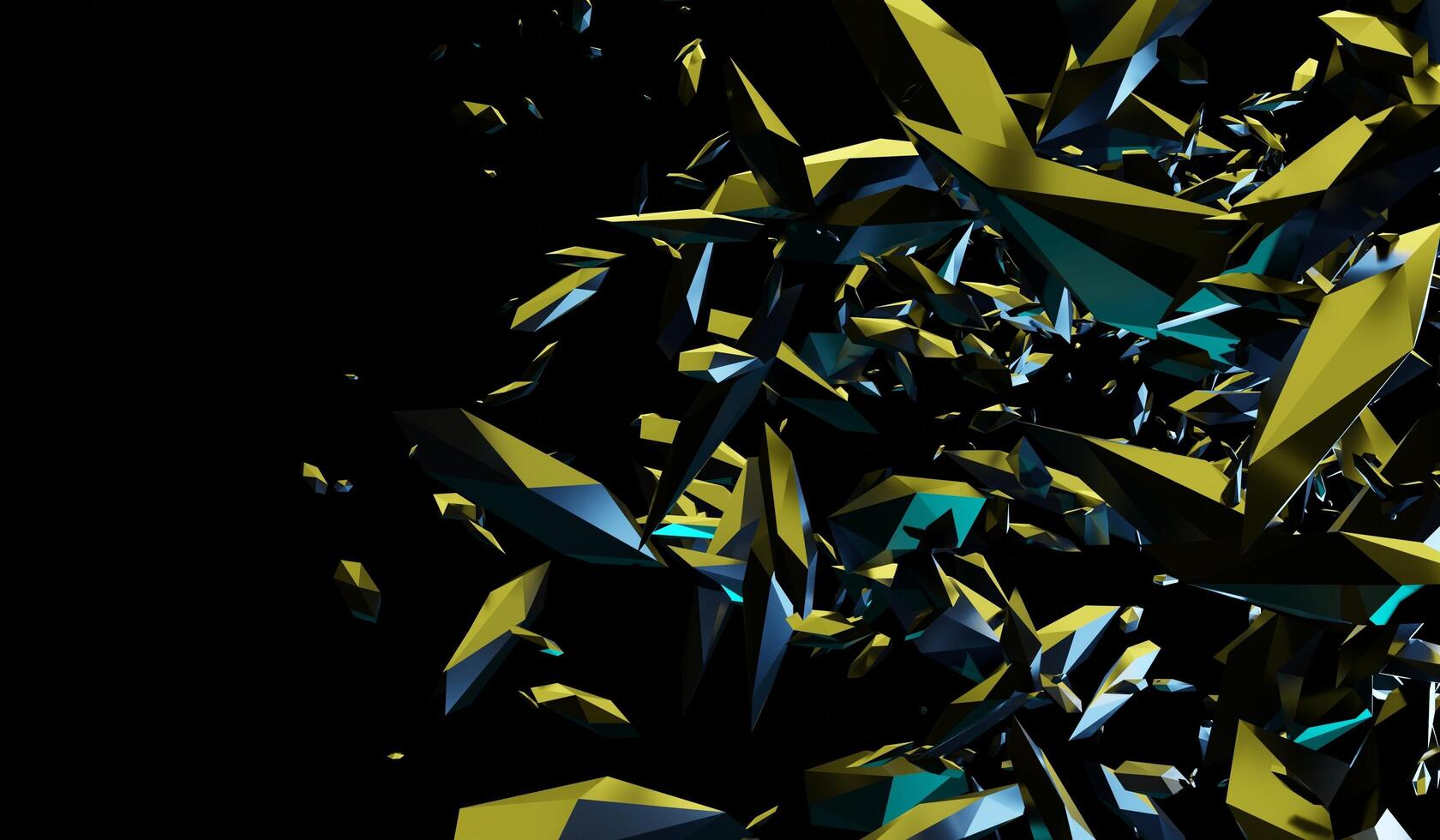 Glass shards, broken glass, explosion, scattered, 3D illustration photo