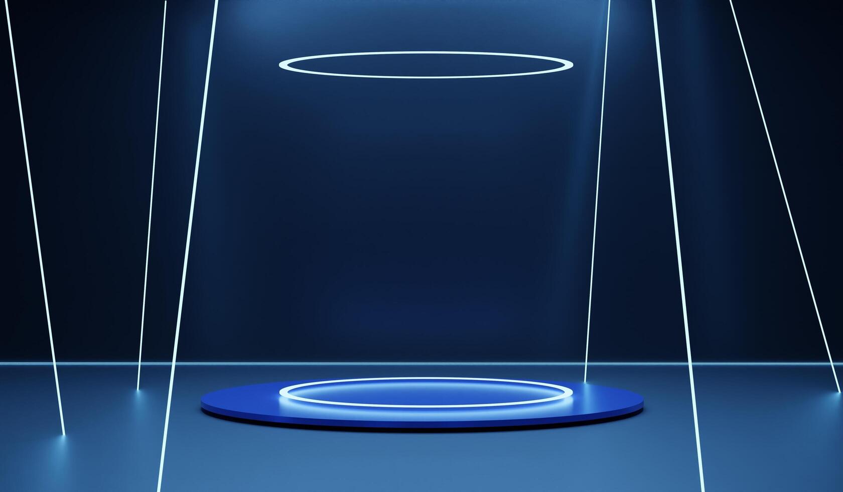 Circular stage with laser lights, neon lights, illustrations photo