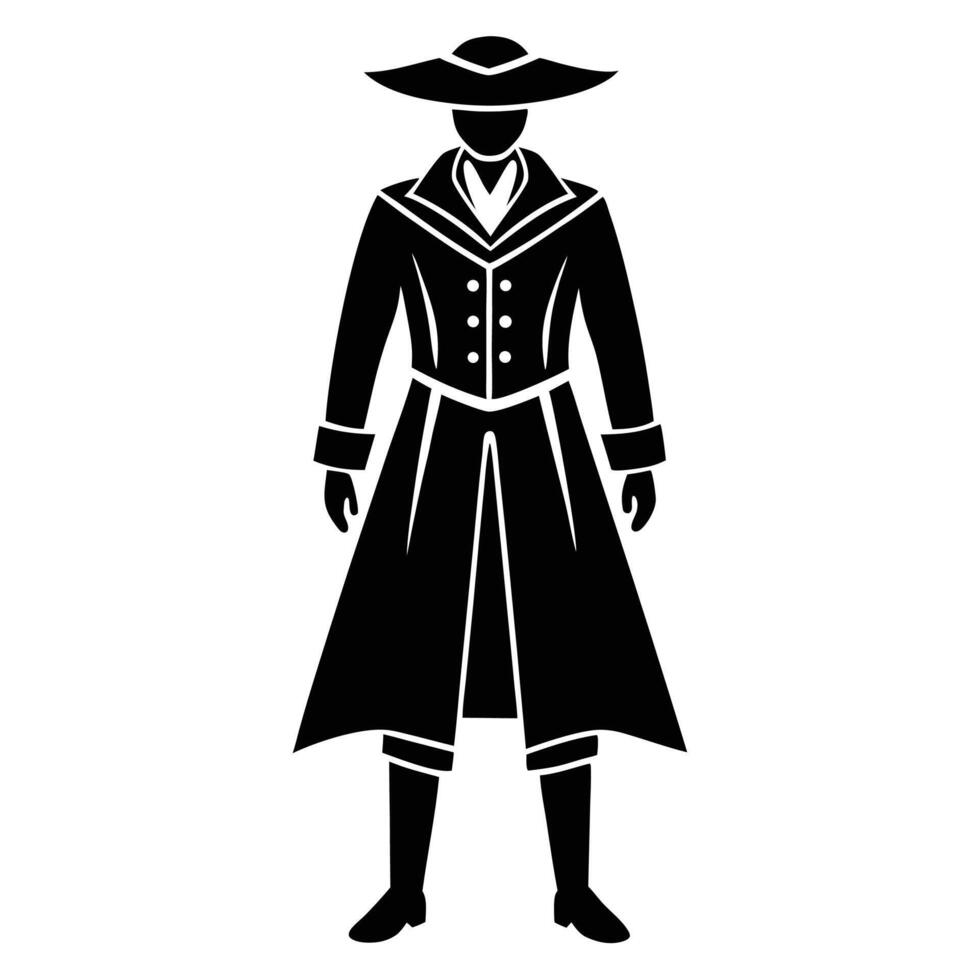 Stylized figure wearing historical attire person male vector