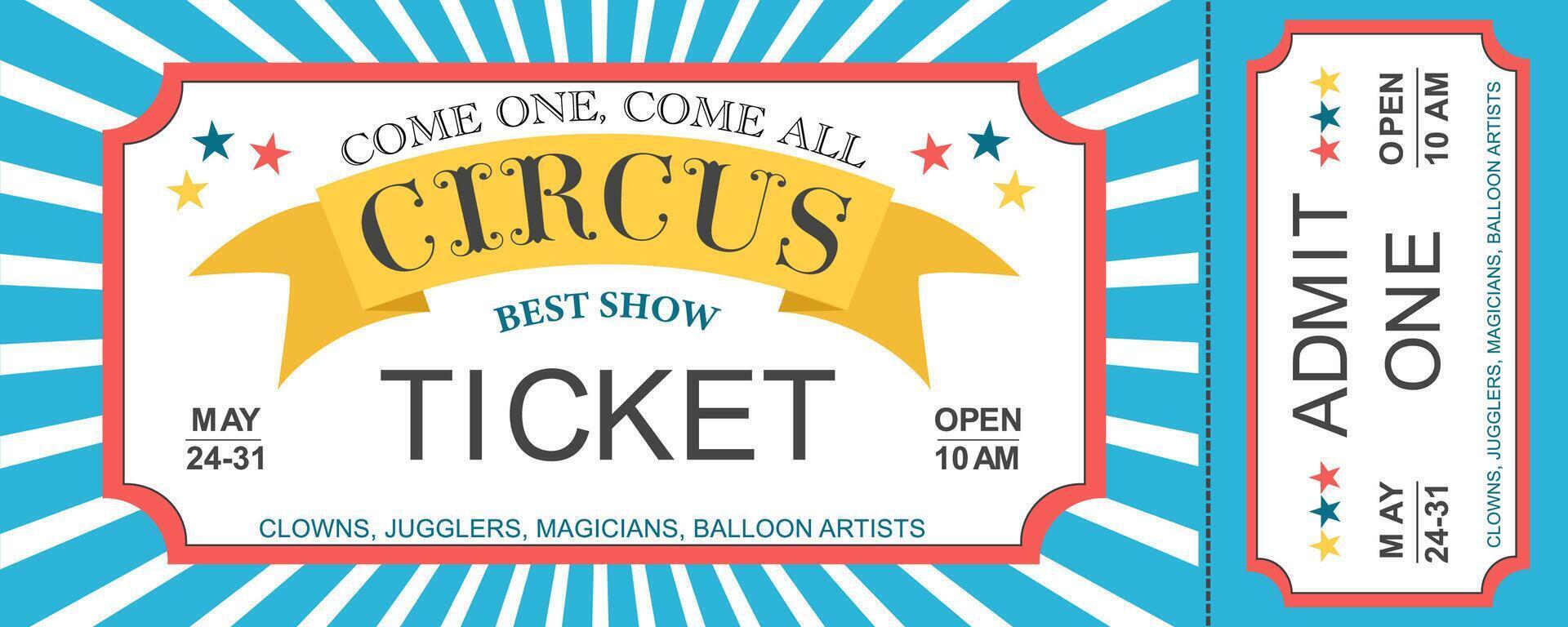 Colorful invitation ticket to the circus vector