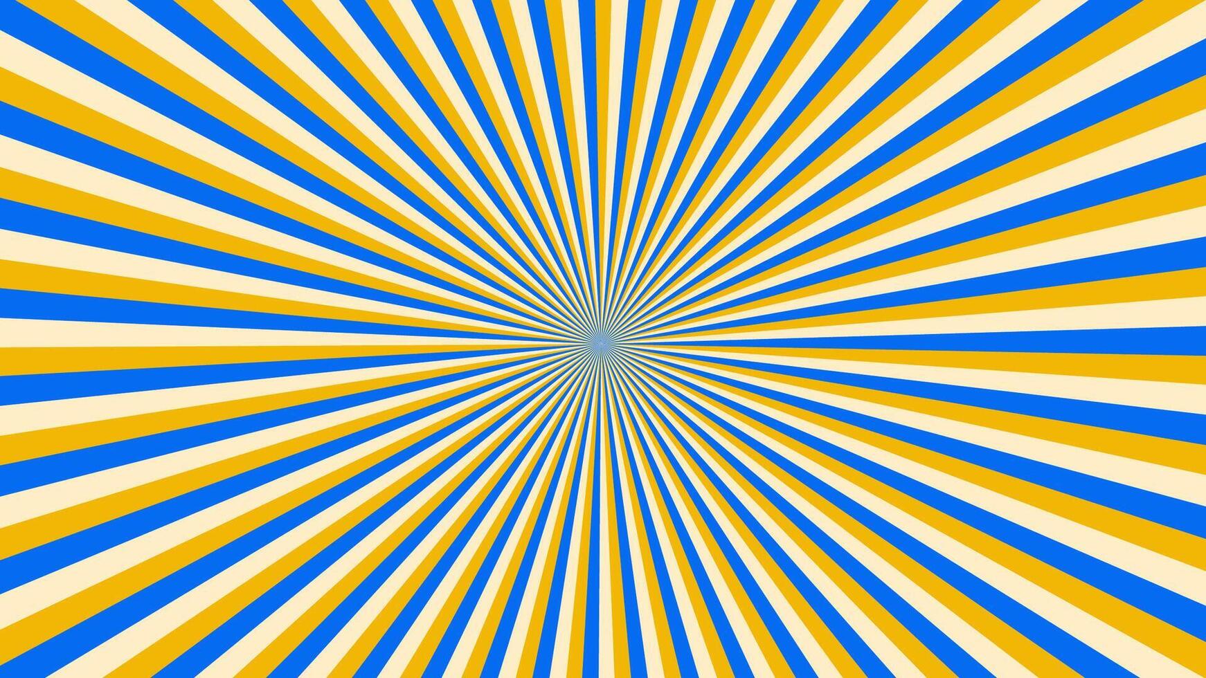 Vibrant blue and yellow radial striped pattern with optical illusion effect vector