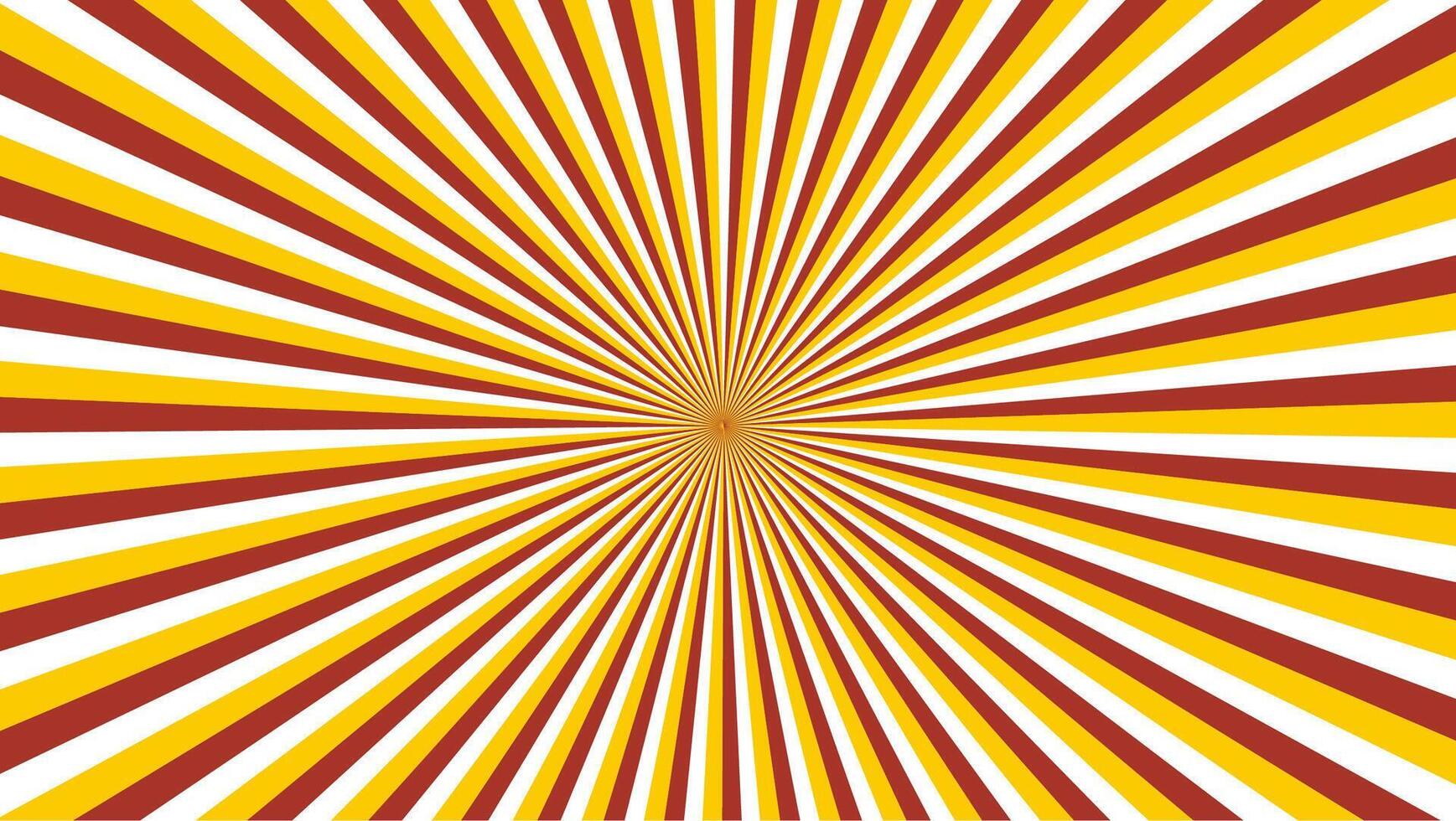 Red and yellow radiant starburst pattern with converging stripes vector