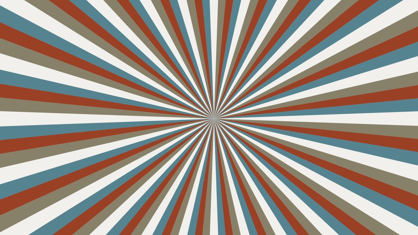 Retro radial burst pattern with red, blue, and brown stripes vector