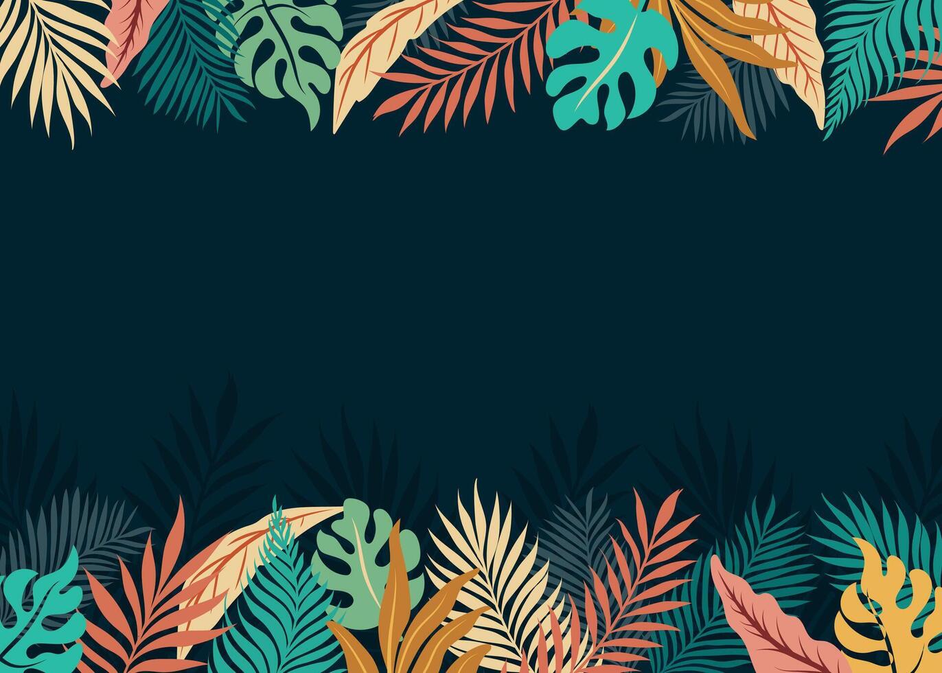 Tropical leaves decorative border vector