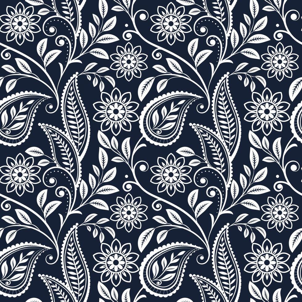 Floral pattern on navy background vector