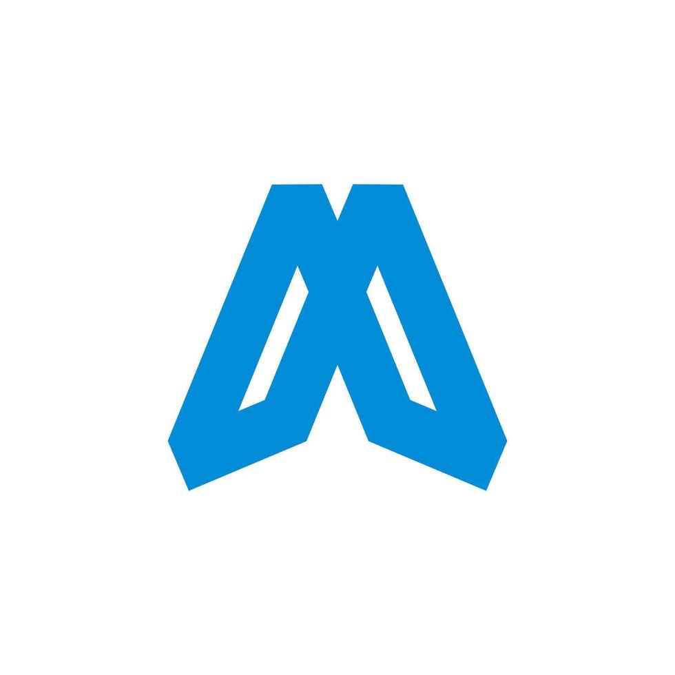 letter m infinity geometric triangles lines blue logo vector