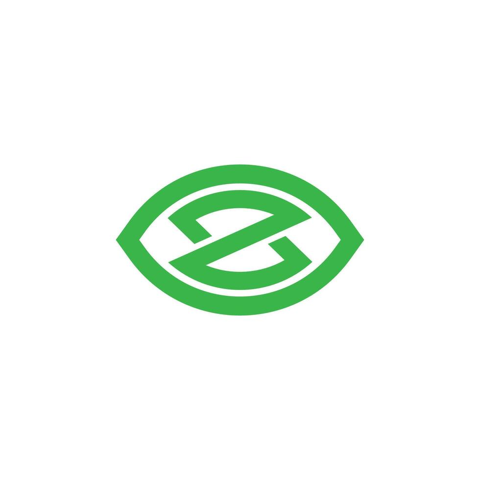 letter z simple geometric lines leaf green logo vector