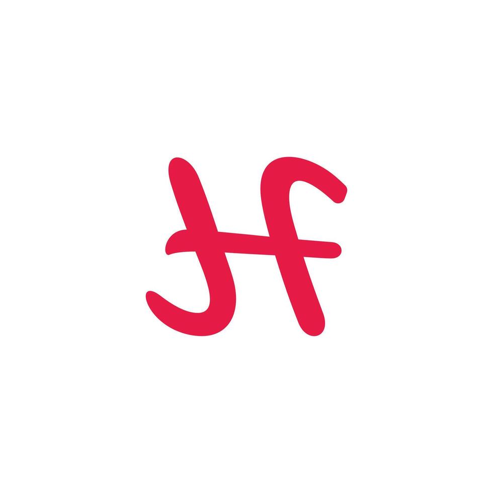 letters hf simple curves linked logo vector