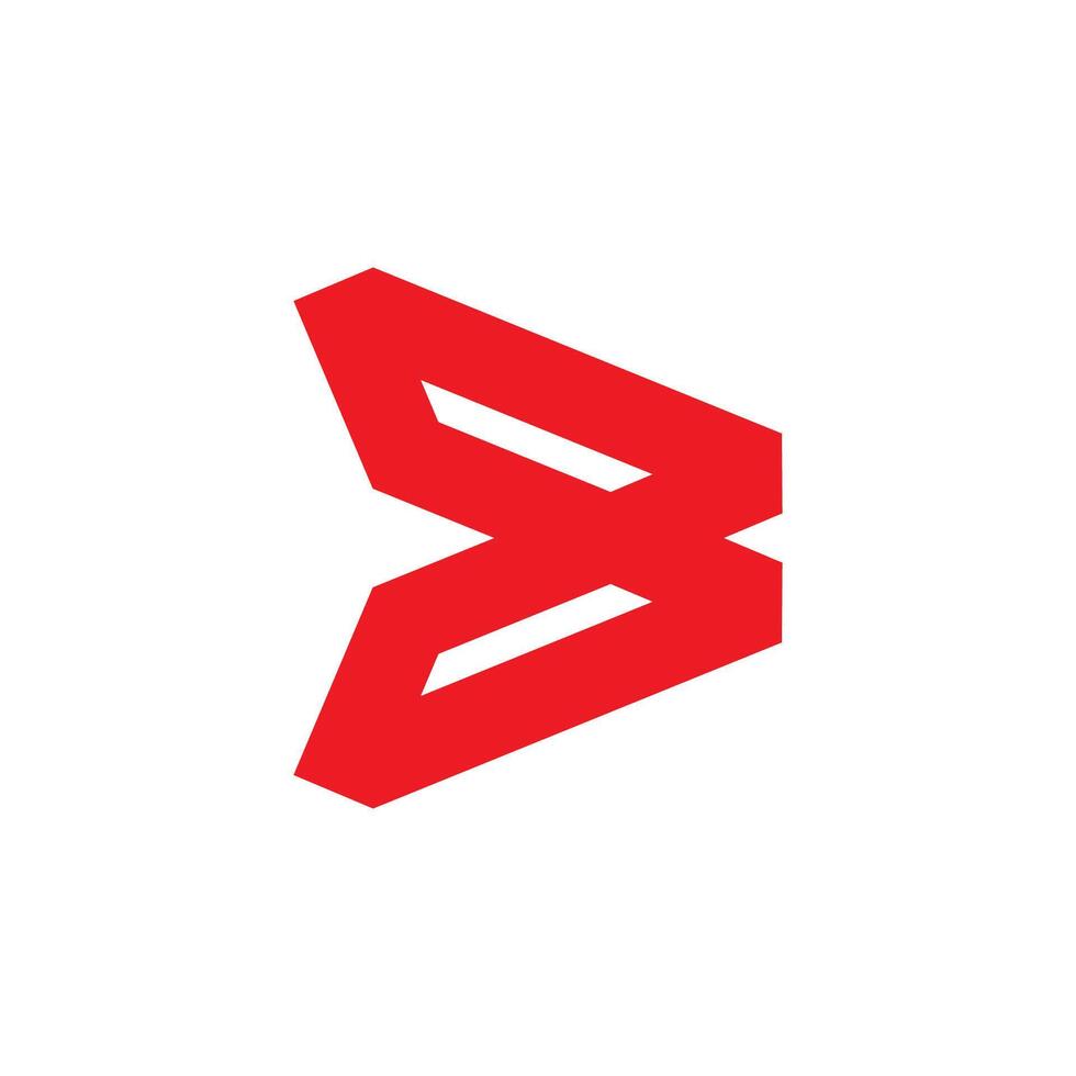 letter b triangles arrow red simple logo vector
