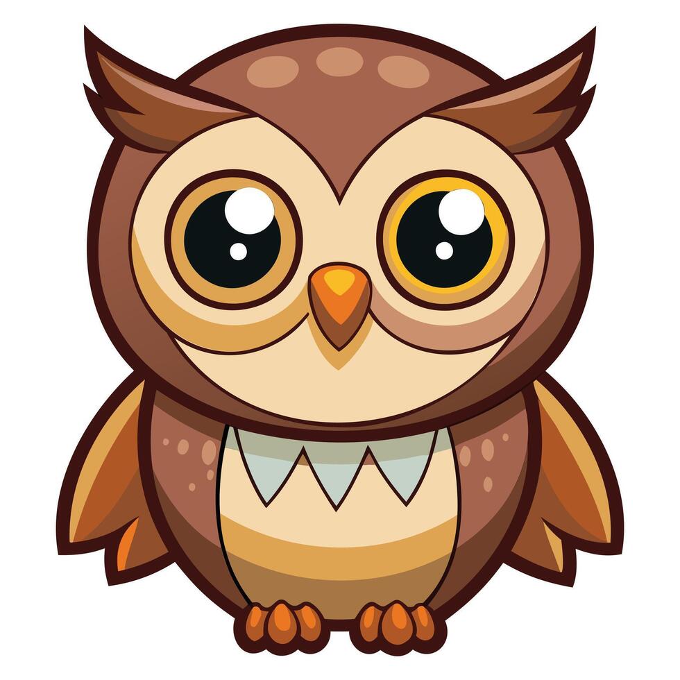 Adorable Chibi Owl with Expressive Eyes vector