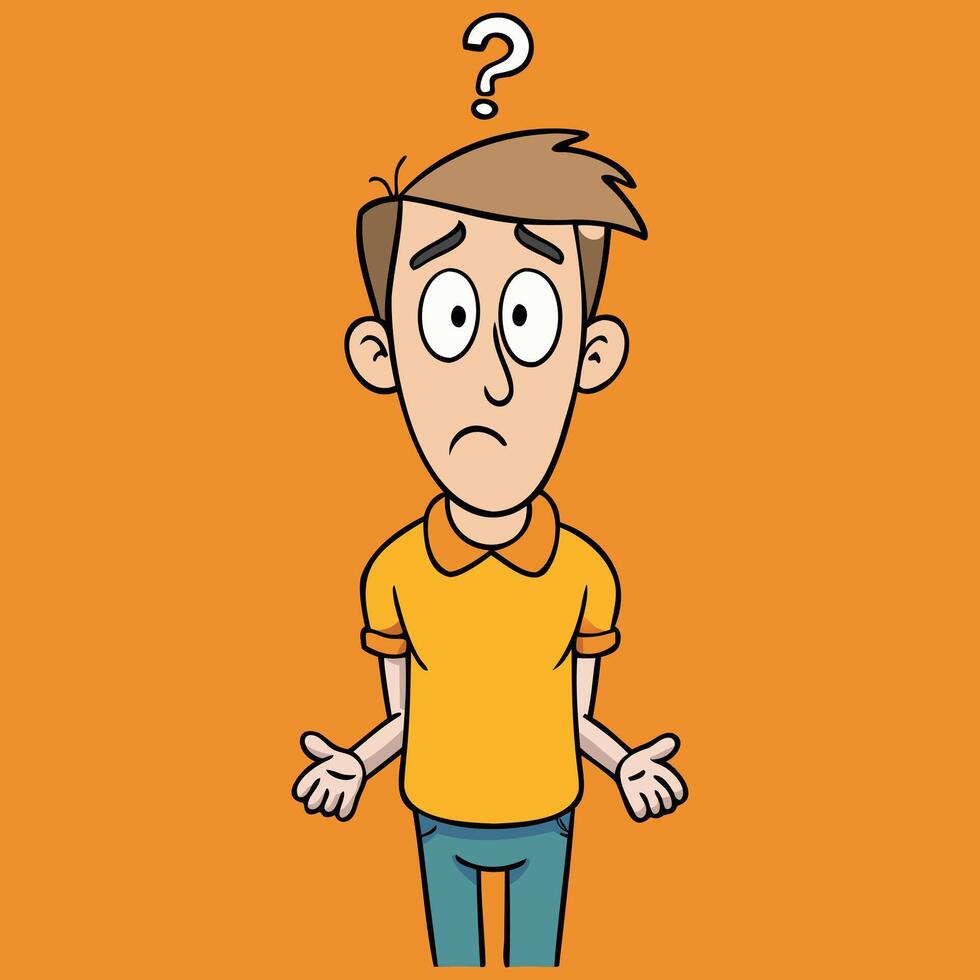 Puzzled Man Character Graphics vector