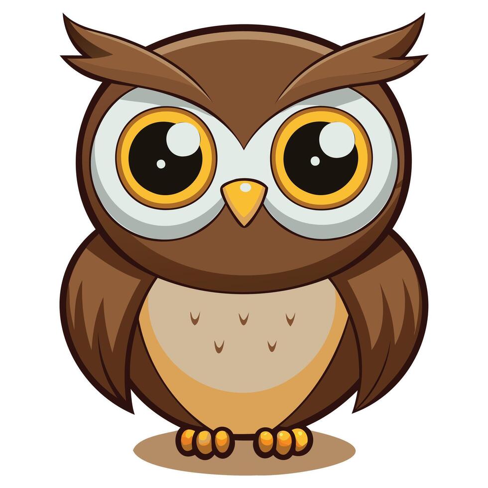 Wide-Eyed Kawaii Owl Vectors Art