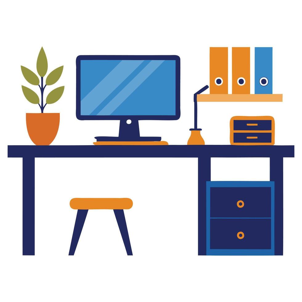 Home Office Desk Vectors Illustrations