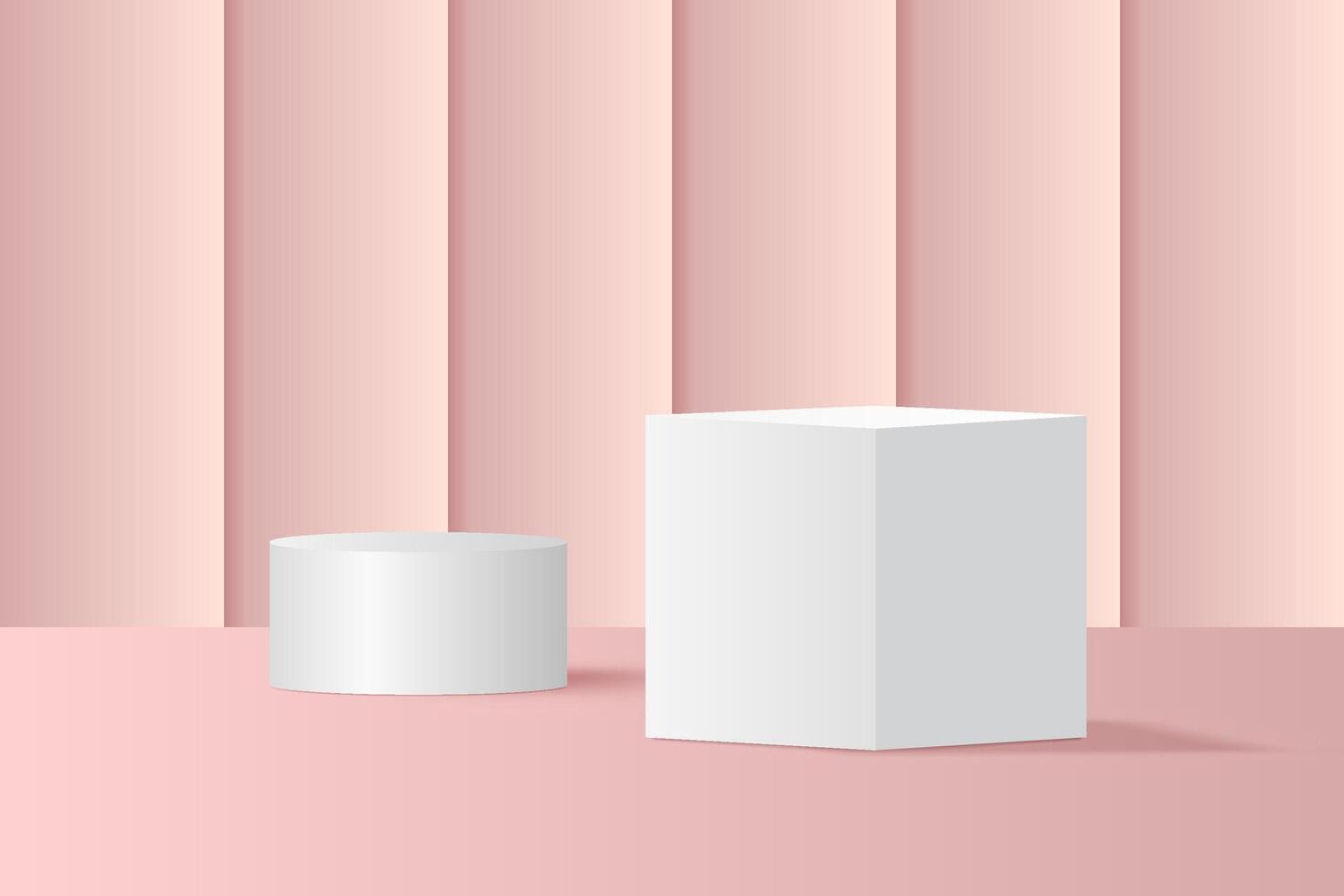 White geometric shapes on pink vector