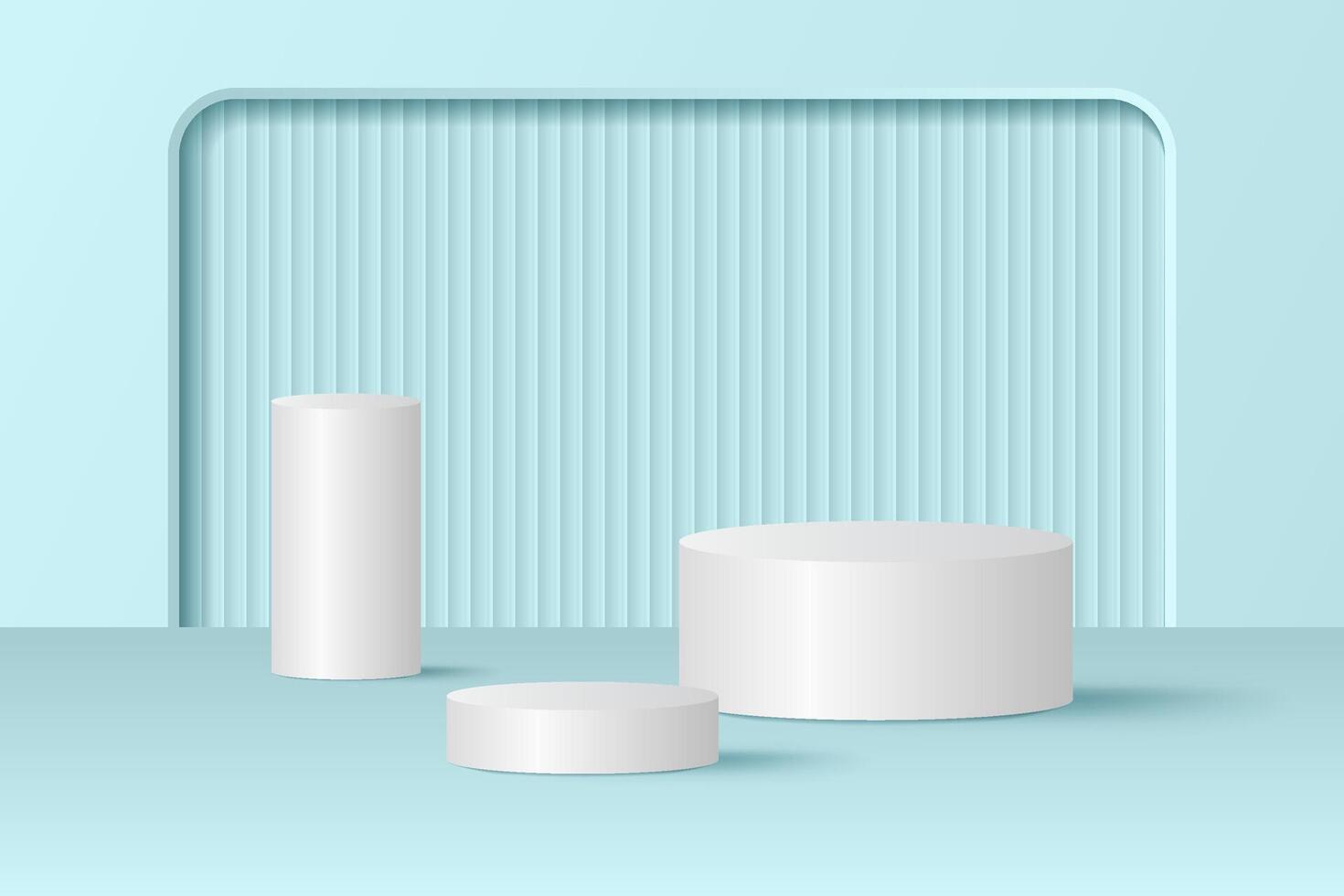 White pedestals on blue background vector