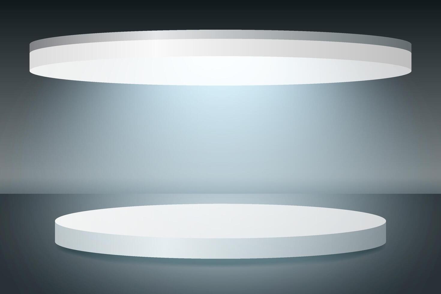 Abstract 3D podium with neon light on dark grey studio background. Modern minimalist mockup for product display presentation. vector