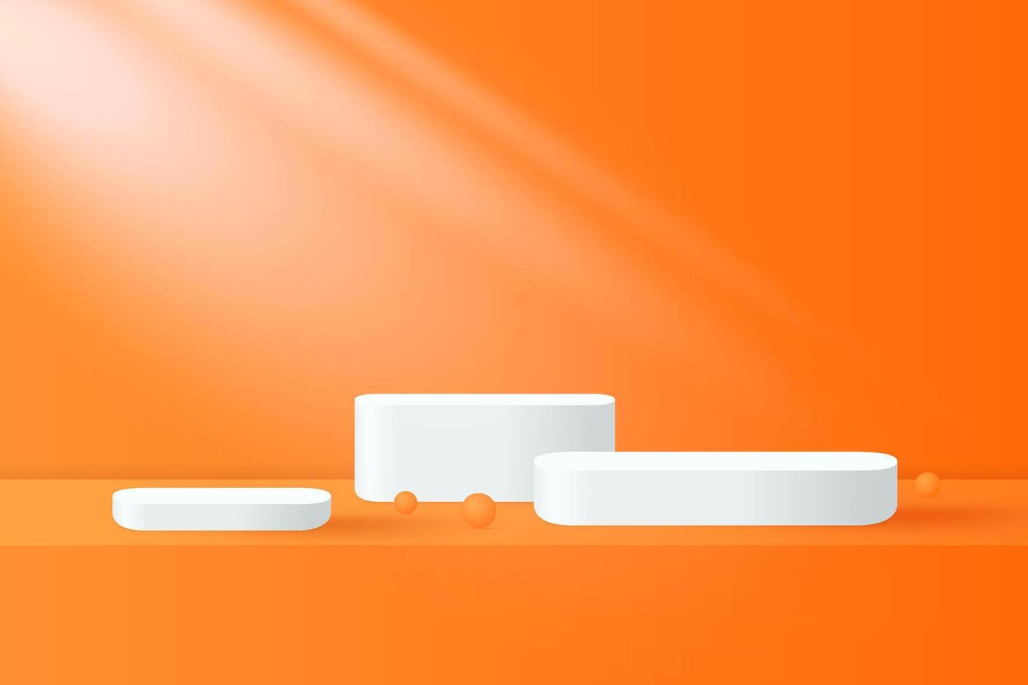 Abstract 3D orange podium background. Modern minimalist mockup for product display presentation vector