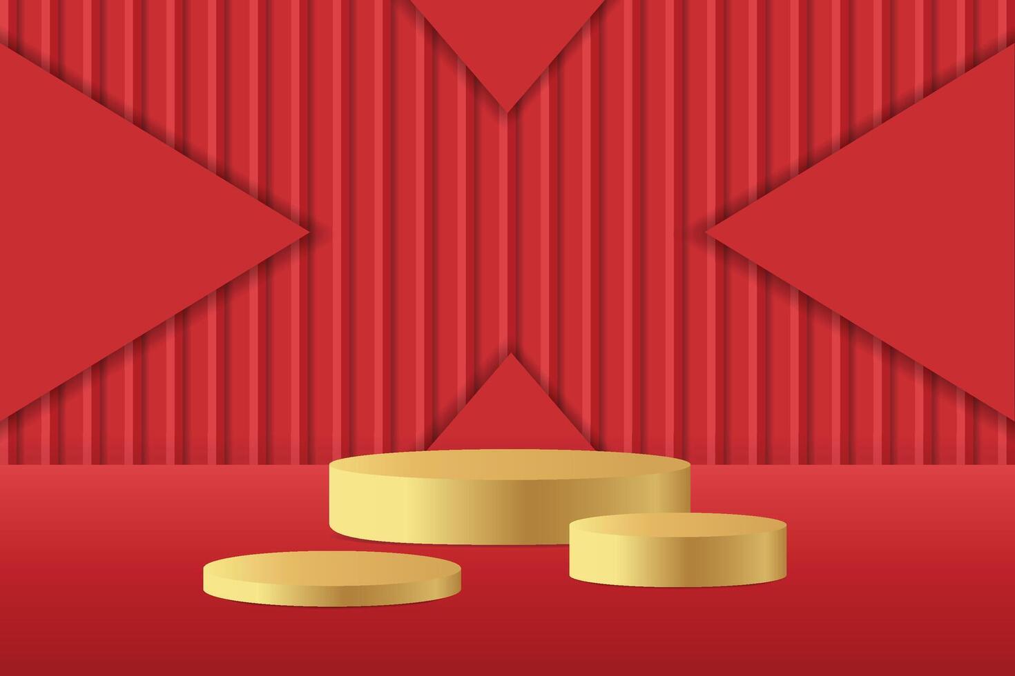 Abstract 3D red podium background. Modern minimalist mockup for product display presentation. vector