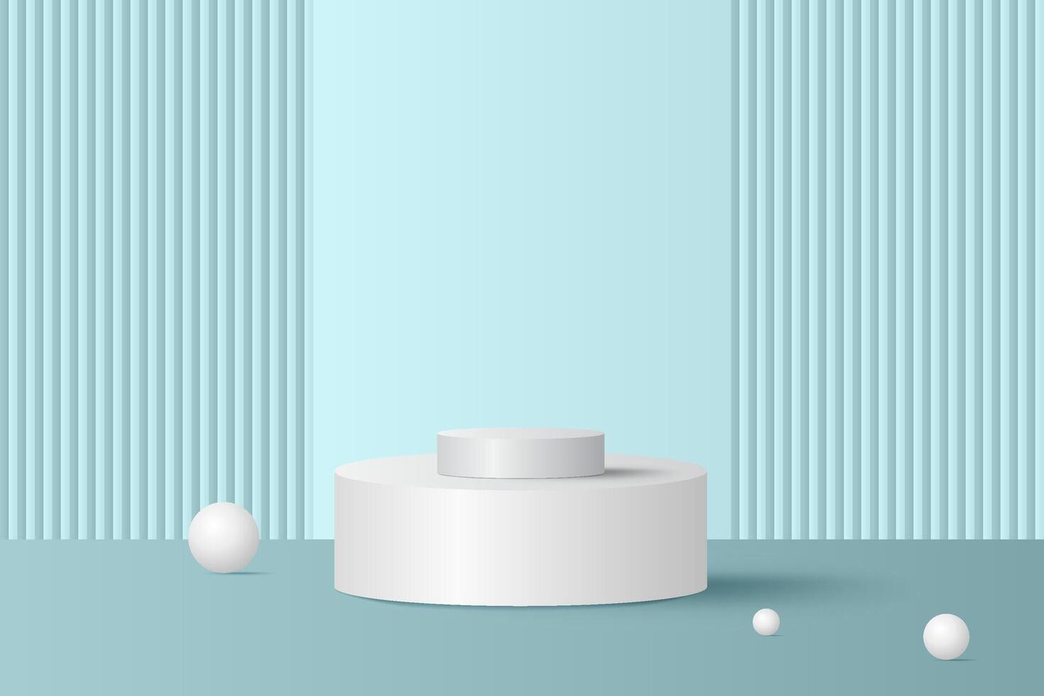 Abstract 3D blue podium background. Modern minimalist mockup for product display presentation. Realistic blue cylinder pedestal podium. vector