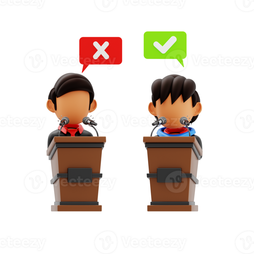 Debate radio 3d icon. Debate between two speakers png