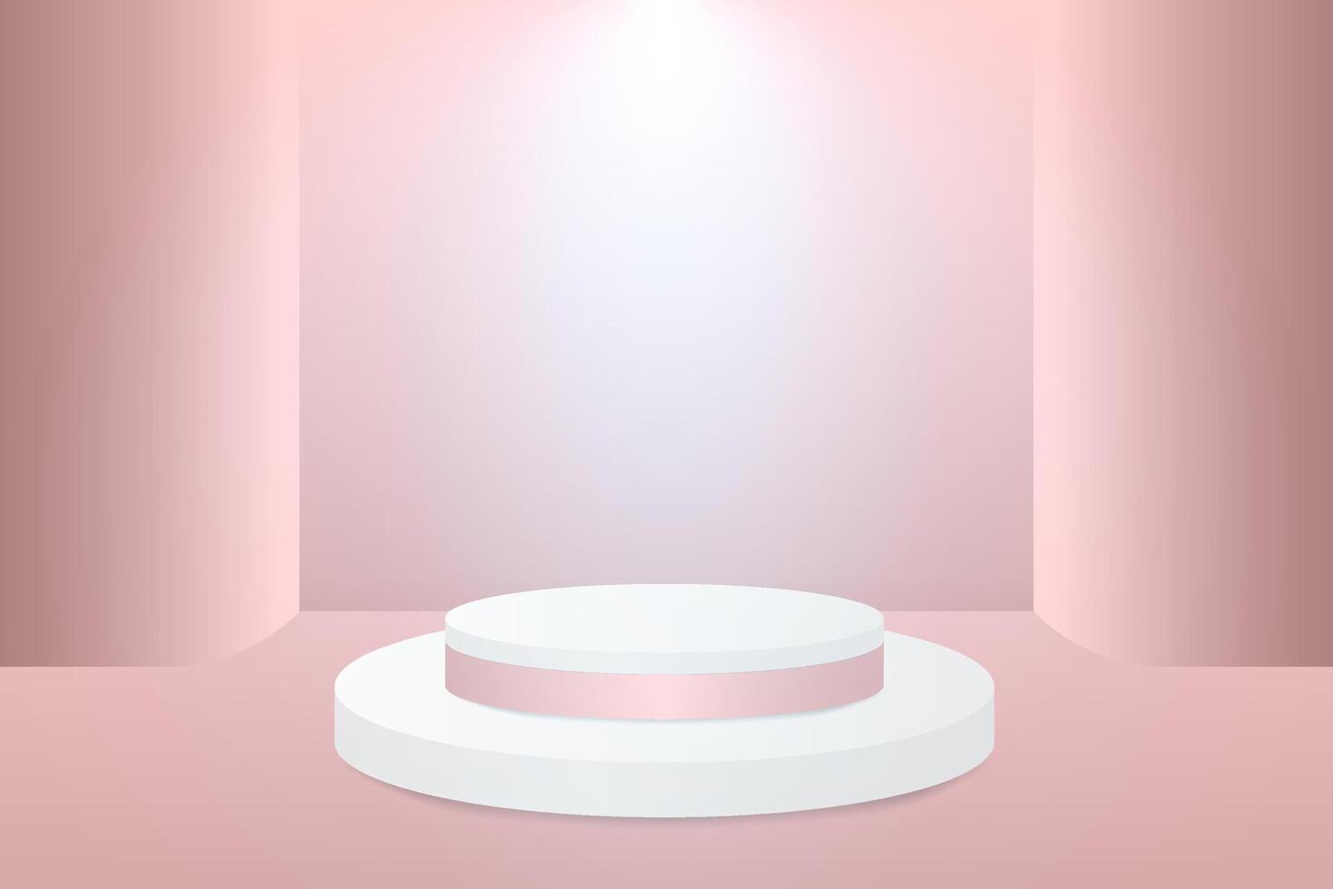 Abstract 3D pink gold podium background. Modern minimalist mockup for product display presentation vector