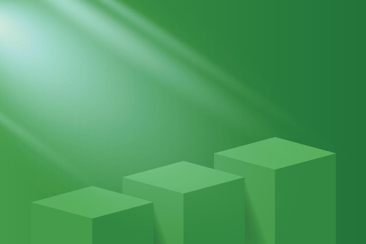 Abstract 3D green podium background. Modern minimalist mockup for product display presentation. Realistic green cylinder pedestal podium. vector