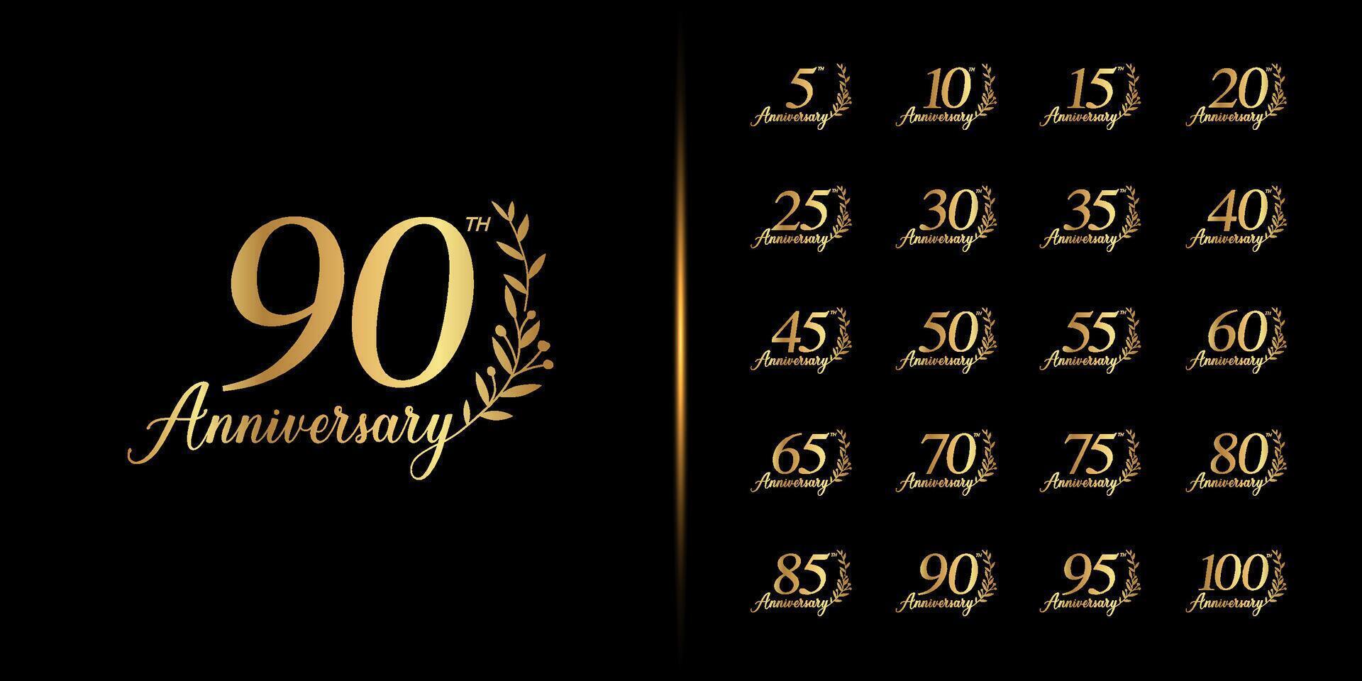 Premium anniversary logotype set. Golden anniversary celebration design vector