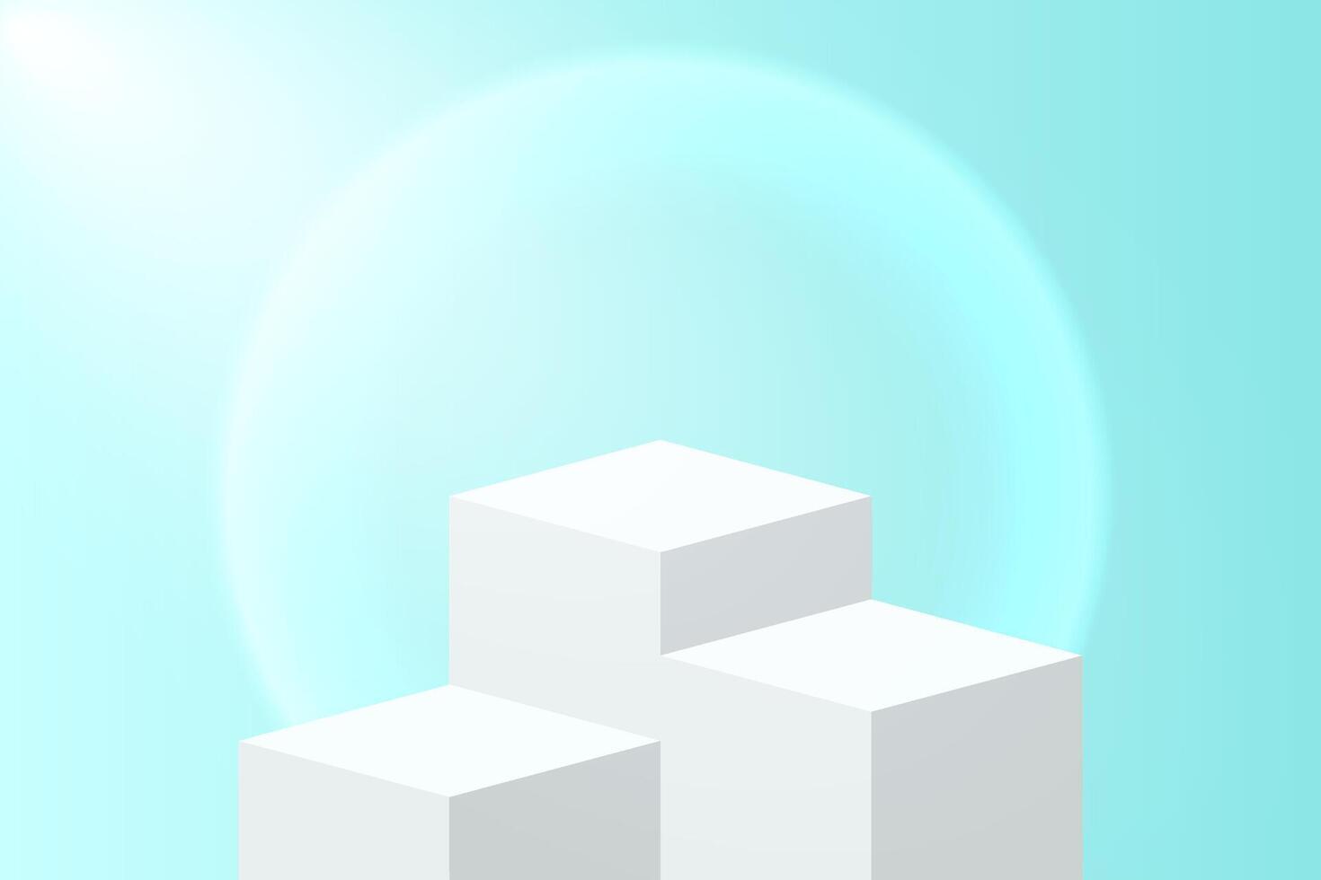 Abstract 3D blue podium background. Realistic blue cylinder pedestal podium. vector
