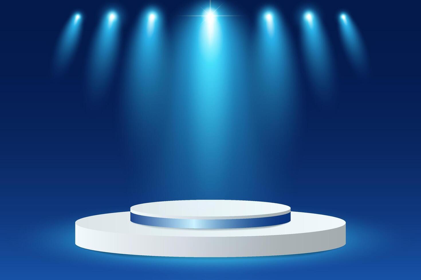 Abstract 3D podium with spot light on blue studio background vector