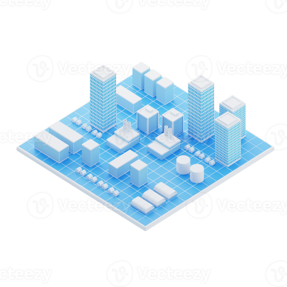 Isometric futuristic modern cityscape. 3d illustration of modern cityscape png
