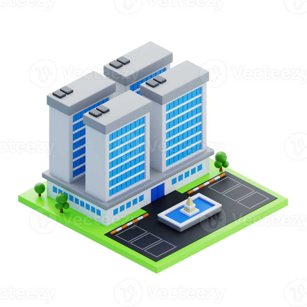 Isometric corporate office building. 3d illustration of corporate office building png