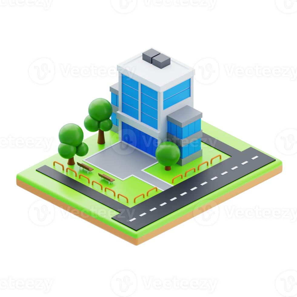Isometric modern office building. 3d illustration of office building png