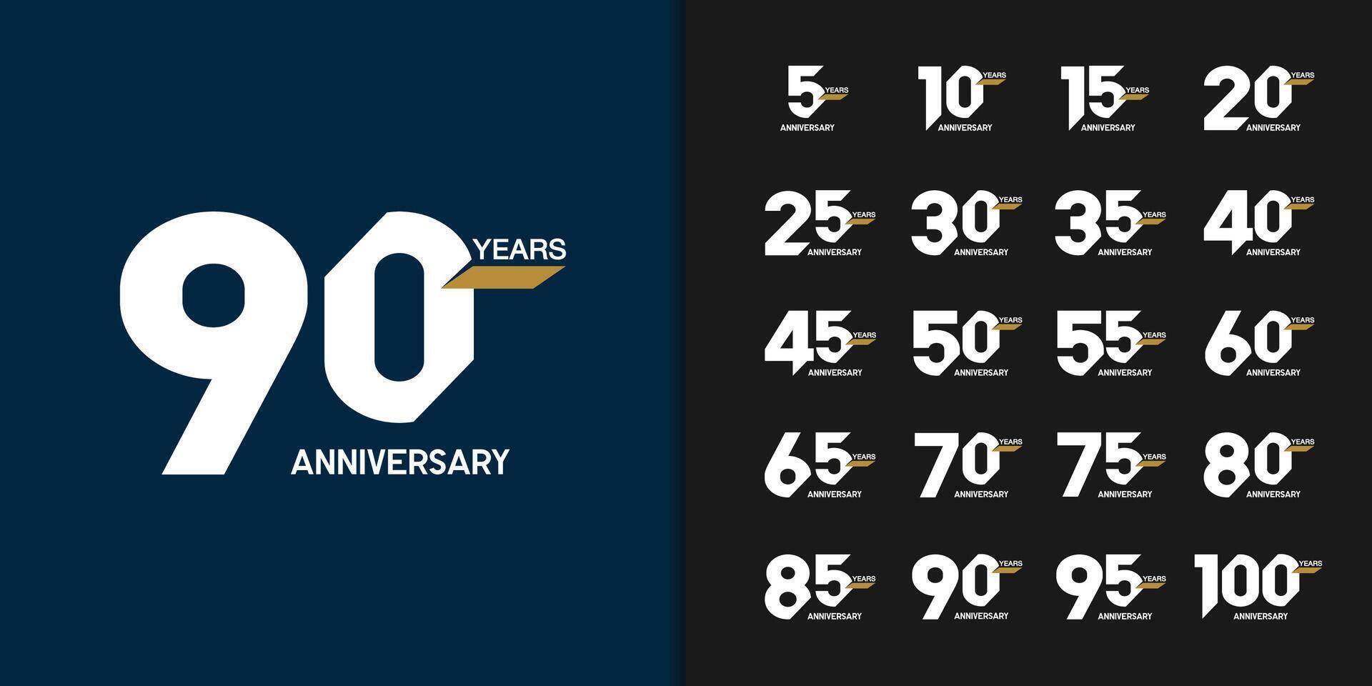 Trendy anniversary logotype set. Modern geometric anniversary celebration icons design. vector