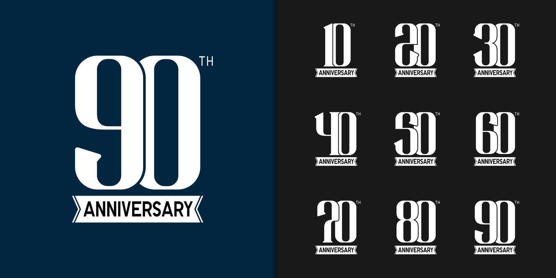 Trendy anniversary logotype set. Modern geometric anniversary celebration icons design vector