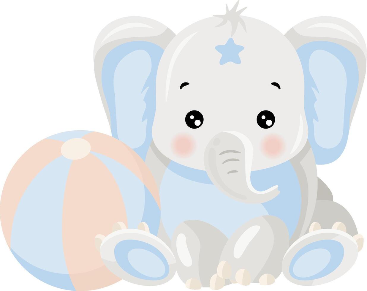 Baby Elephant with Playful Ball Illustration vector
