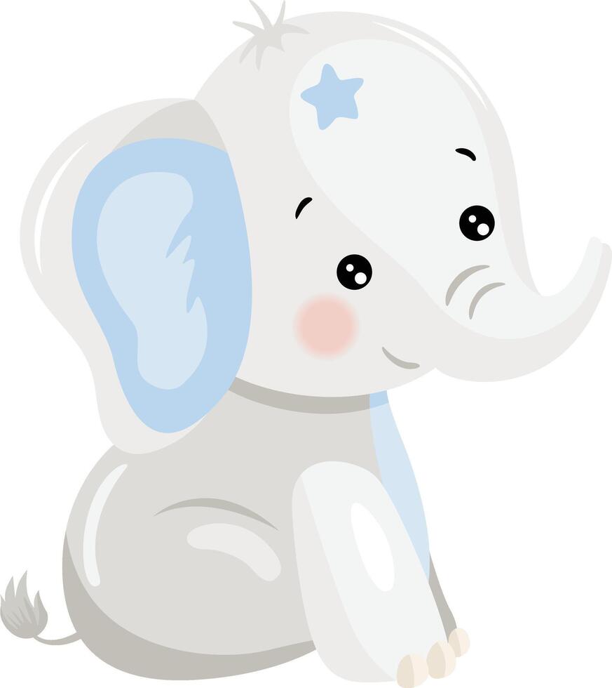 Friendly Elephant with Blue Star vector