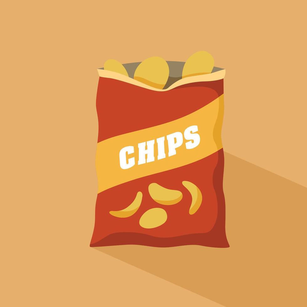 Delicious Crispy Potato Chips Bag Illustration vector