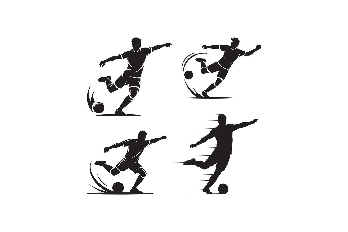 Football Athletes Movement Silhouettes Pack vector