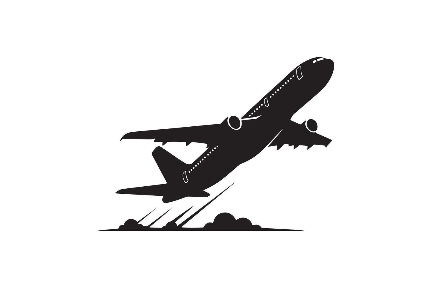 Airplane Takeoff Silhouette Jet Plane Flying Art vector