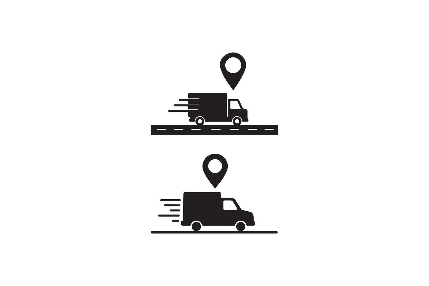 Fast Shipping Truck Icon Silhouette Express Delivery Vehicle Art vector