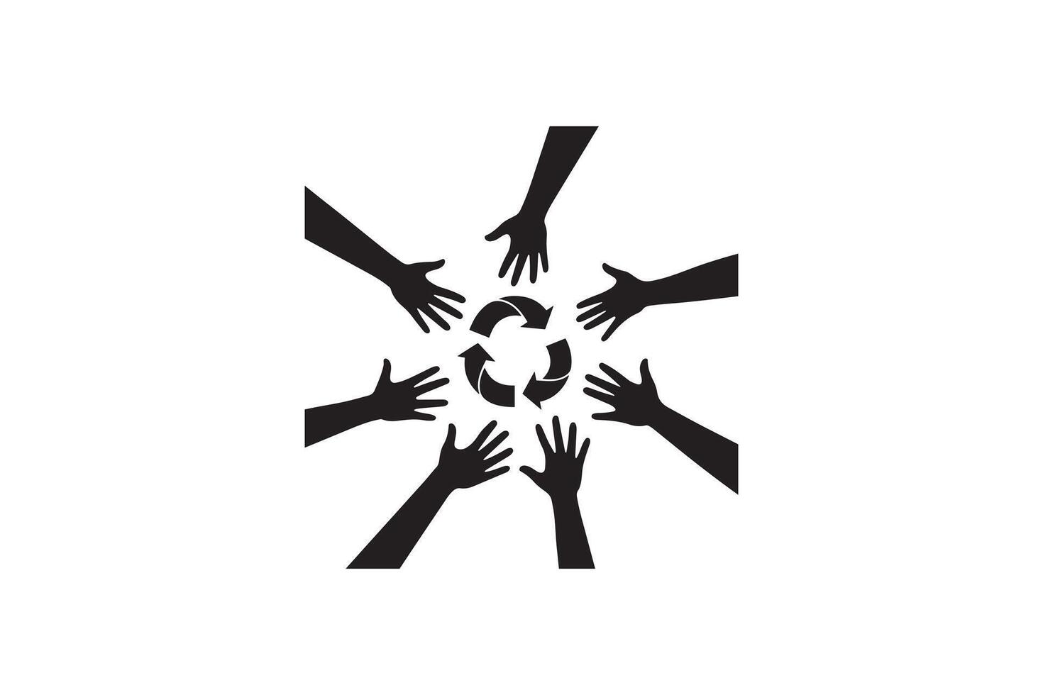 Team Unity Hand Silhouette Illustration Recycle Concept vector