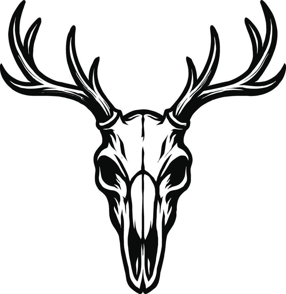 Stylized Deer Skull with Antlers Icon vector