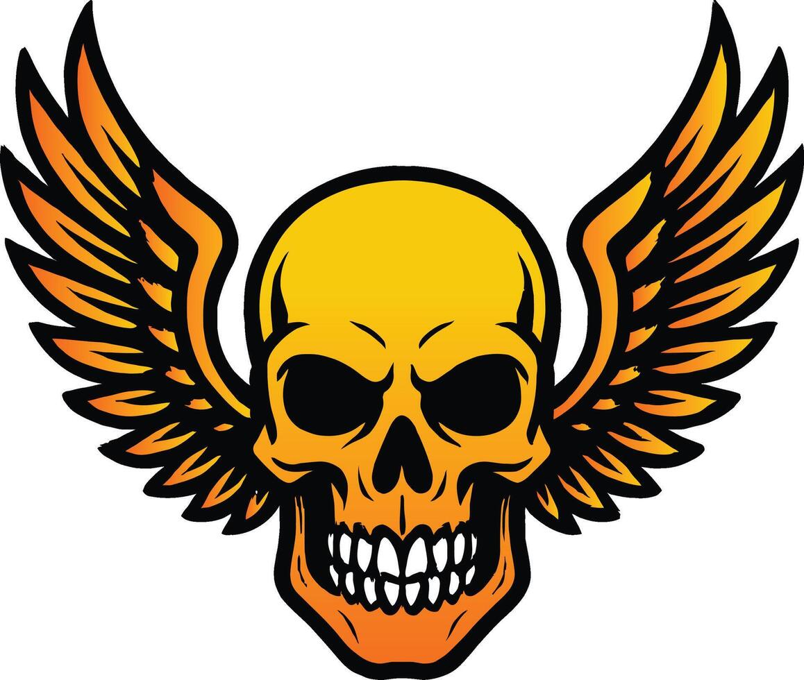 Flying Skull with Fiery Wings Logo vector