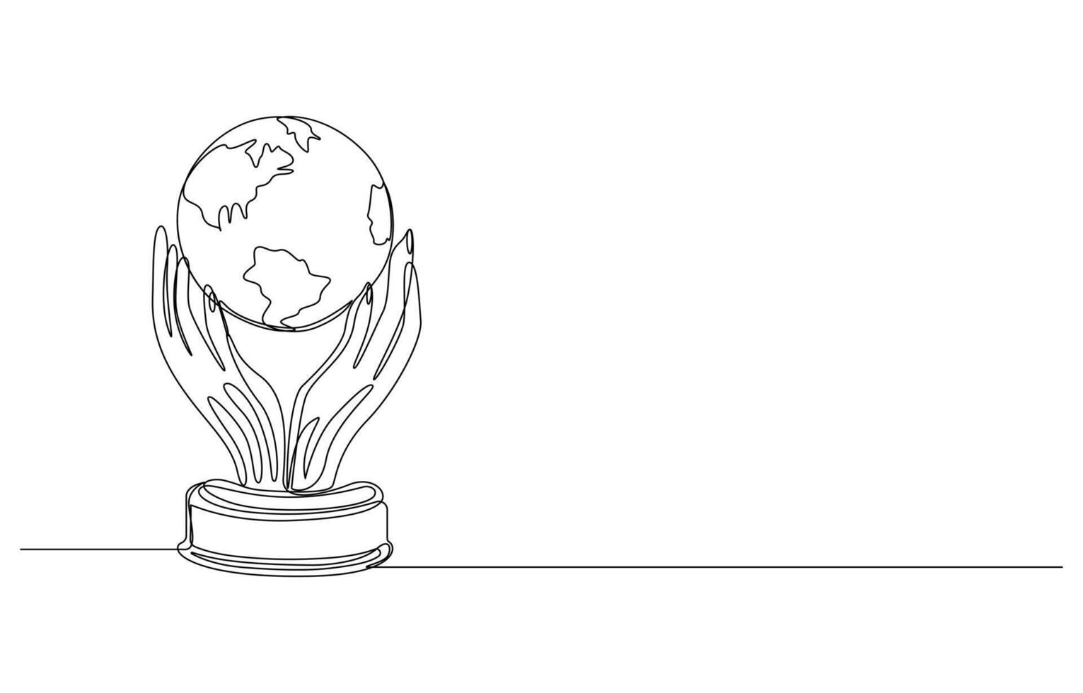 World in Hands Earth Globe Trophy Line Art vector