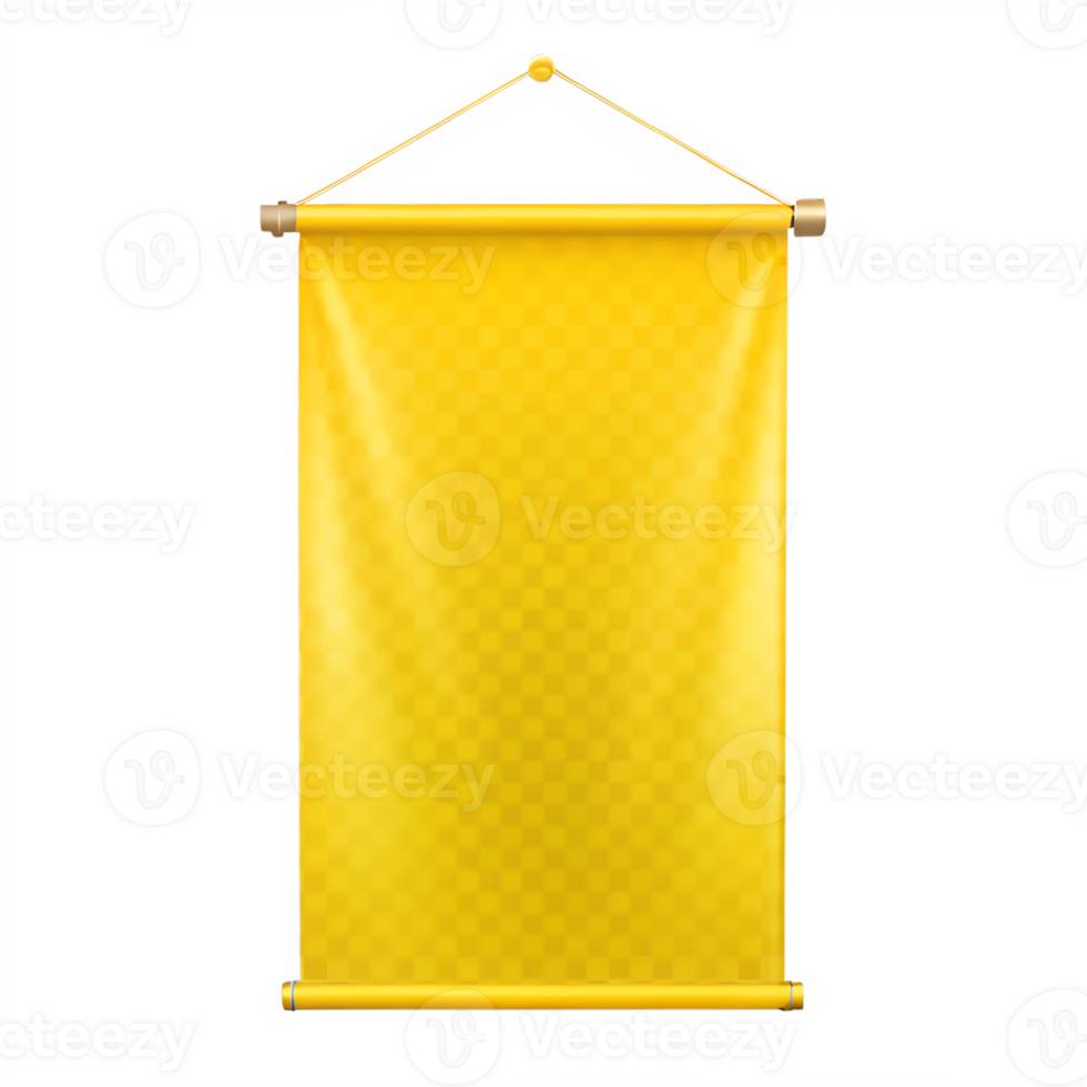 Close-up of a Blank Vertical Yellow Banner with Grommets png