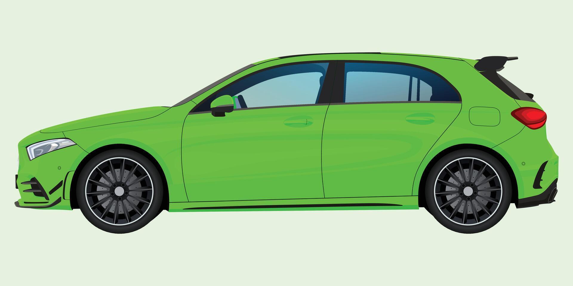Electric car concept illustration style with futuristic headlights, eco design, and glossy textures vector
