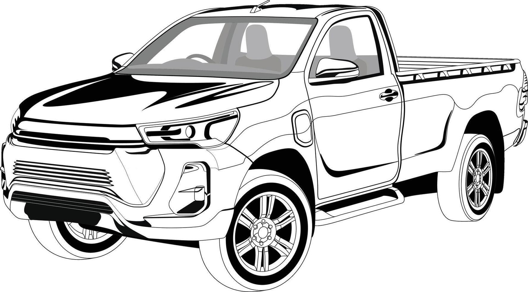 Realistic Utility Pickup Truck Side View Illustration vector