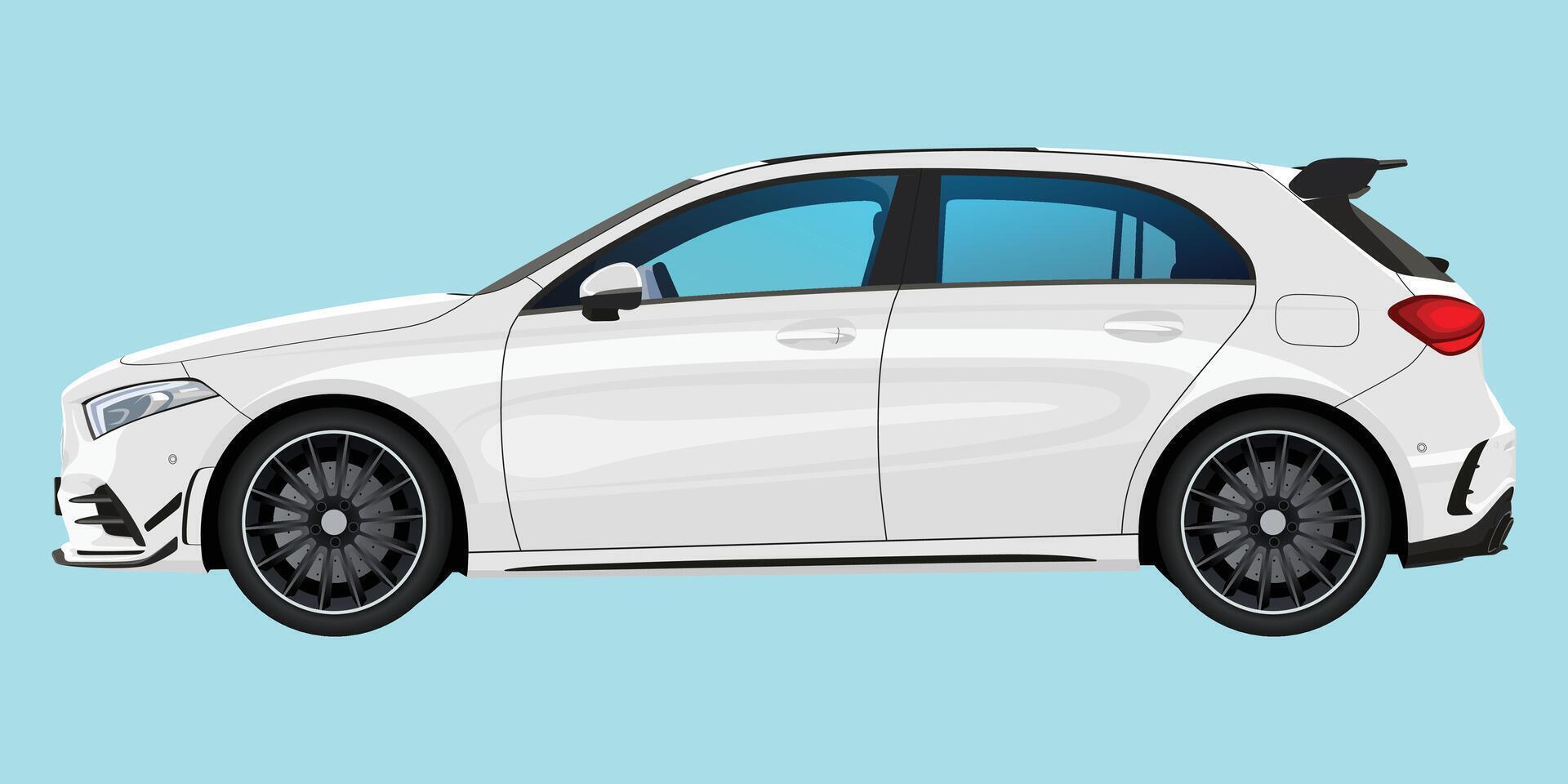 High-performance vehicle illustration with dynamic pose, tinted windows, and metallic surface for design assets vector